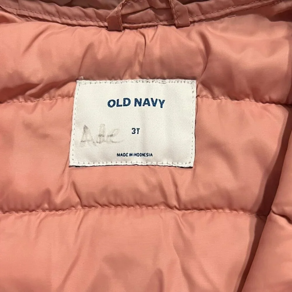 Old Navy 3T Salmon Pink Puffer Jacket Coat